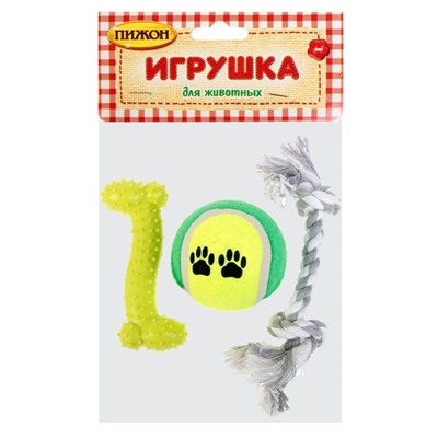 Набор игрушек для собак, 3 шт, микс цветов