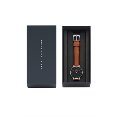 Reloj de cuarzo de piel Petite Durham - Marrón y plateado