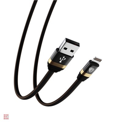 Кабель для зарядки Элегант iP, 1м, 2.4А, тканевая оплётка, черный