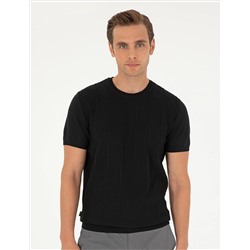 Black Slim Fit Bike Yaka Triko T -For
