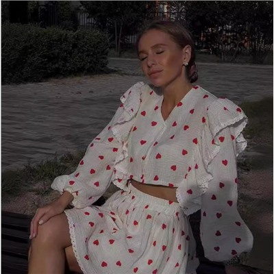 Хлопковый костюм с принтом