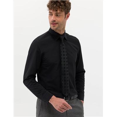 Black Slim Fit Basic рубашка с длинным рукавом