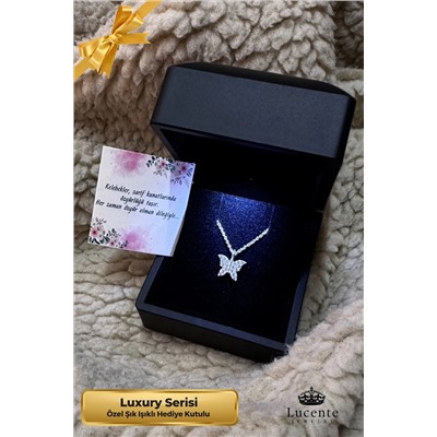 Ожерелье Lucente Jewellery Luxury Series Butterfly с подарочной коробкой с подсветкой, ожерелье Freedom &