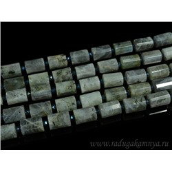 Бусины из лабрадора цилиндр с гранями 10*14мм, 37,5см, 22 бусины