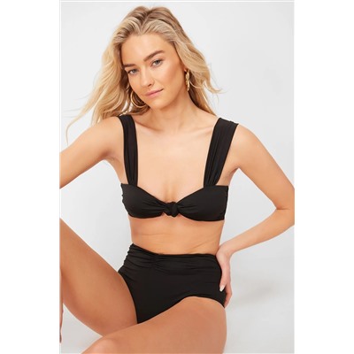 Черный топ бикини с узлом без косточек TBESS24BU00130