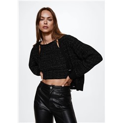 Cárdigan tweed hilo metálico -  Mujer | MANGO OUTLET España
