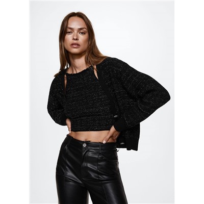 Cárdigan tweed hilo metálico -  Mujer | MANGO OUTLET España