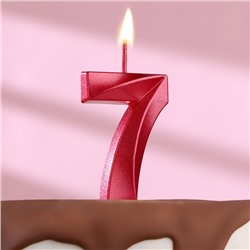 Свеча в торт на шпажке «‎Грань», цифра "7", 5 х 3.5 см, красная