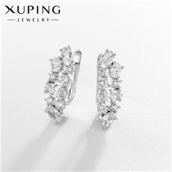 Серьги со стразами XUPING листья, цвет белый в серебре