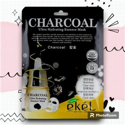 [EKEL] Маска тканевая с экстрактом древесного угля, CHARCOAL Ultra Hydrating Essence Mask, 25 мл