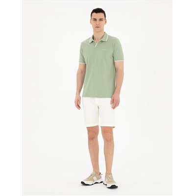 Ekru Slim Fit Jean Shorts