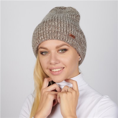 Шапка Женская Flioraj Коричневая с люрексом и отворотом 3104FJ кофе