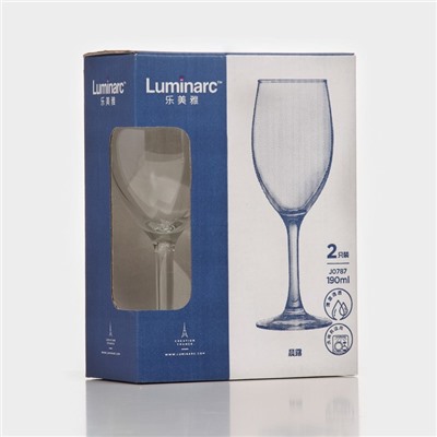 Бокалы для вина Luminarc RAINDROP, 190 мл, 17.5×6 см, набор 2 шт., стекло, прозрачные