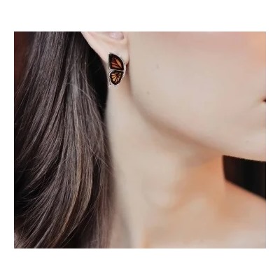 Серебряные серьги с янтарём E9153RO