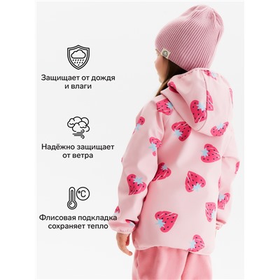 Ветровка на флисе для девочек KAFTAN «Клубника», рост 122 см