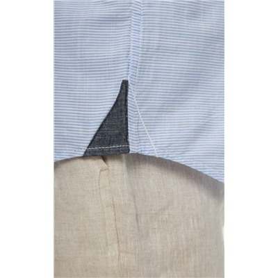 Рубашка д/р лен P411-0489 l.blue