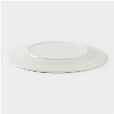 Тарелка Доляна White Label, 300 мл, d=22.9 см, с утолщённым краем, фарфор, белая