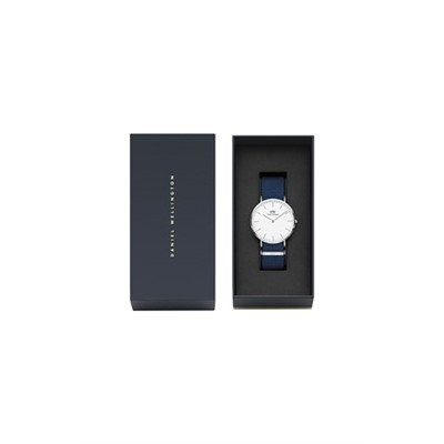 Reloj de cuarzo de tela nato Classic Bayswater 40 mm - Azul y plateado