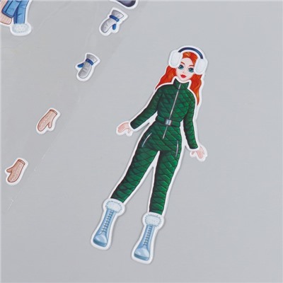 Наклейка-игра «Одень куклу. Зимний», для скрапбукинга, творчества, пластик, 15×20 см