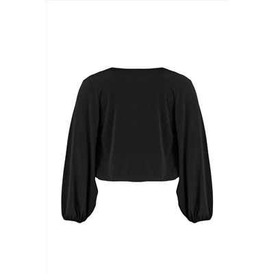Black Balloon Eleve Cruve Cruve вязание урожая блуза TBBAW23AF00029