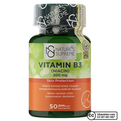 Nature's Supreme Витамин B3 500 мг (без смывания) 50 капсул