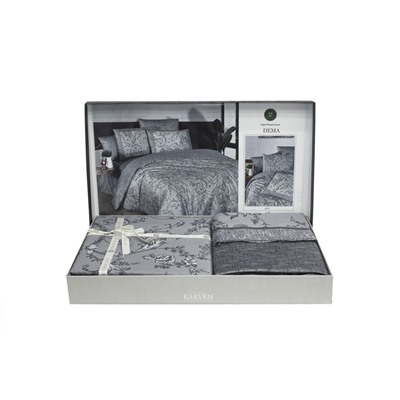 Постельное белье Karven (300 tc) премиум сатин евро N359 DEMA Grey