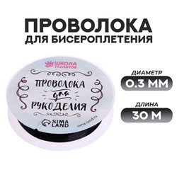 Проволока для творчества и бисероплетения, d=0.3 мм, 30 м, черный
