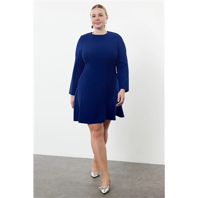 Saks Basic с длинным рукавом Скрытое мини -платье с большим размером TBBAW25AH00054