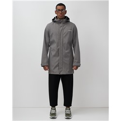Парка спортивная мужская с капюшоном softshell серого цвета 9565Sr