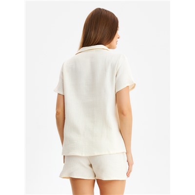 Комплект домашний женский (рубашка, шорты) KAFTAN Basic размер 44-46, молочный