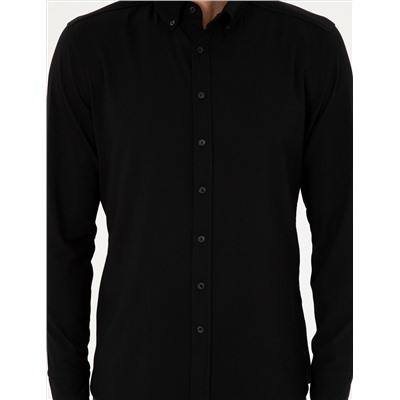 Black Slim Fit рубашка с длинным рукавом