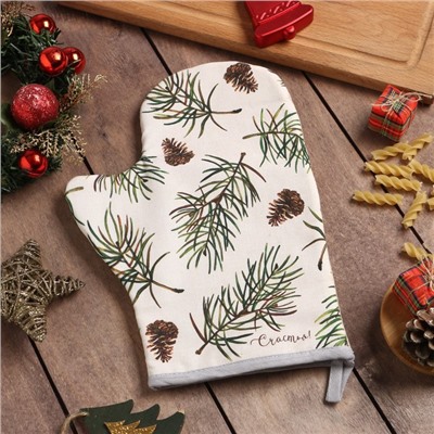 Варежка-прихватка Christmas tree, 20×28 см, саржа, 100% хлопок, ватин 250 г/м²
