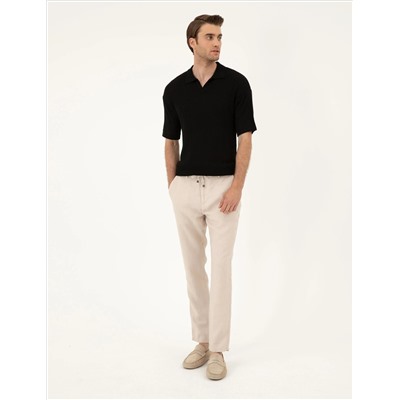 Черный комфортный подход Polo Yaka Knitwear свитер