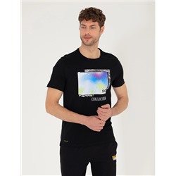Black Slim Fit Print Print Cycling Bike T -For