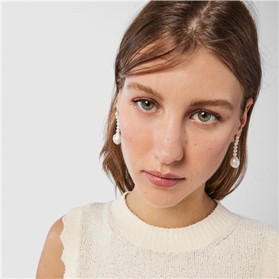 Pendientes Gloss - plata bañada en oro 18 kt - perla cultivada de agua dulce
