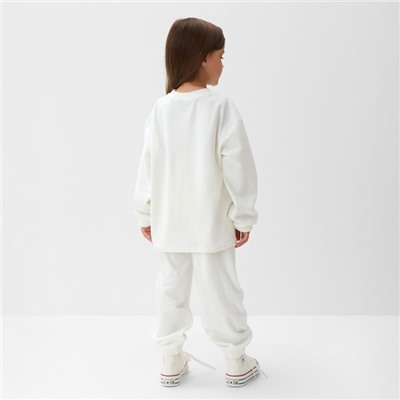 Костюм детский (свитшот, брюки) KAFTAN Plushy р.34 (122-128), белый