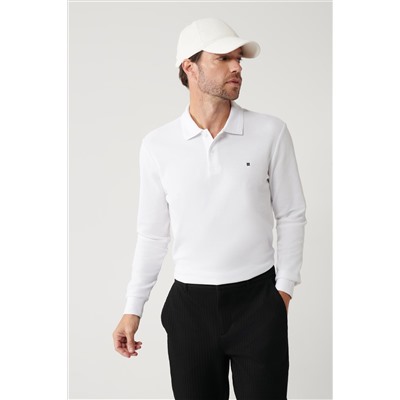 White 2 Button Cotton Polo Yaka Whothirt