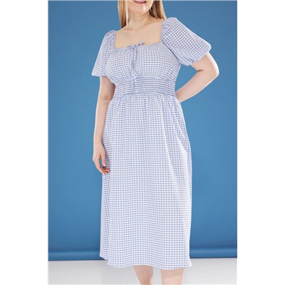 Blue Square Collar Arm Arm Midi Waff