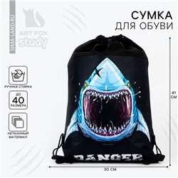 Мешок для обуви Danger, нетканое полотно, размер 30×40 см