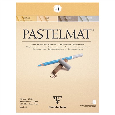 Альбом для пастели, 12л., 300*400мм, на склейке Clairefontaine "Pastelmat", 360г/м2, бархат, цв. блок
