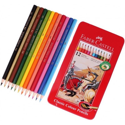 Карандаши цветные Faber-Castell, 12цв., заточен., метал. кор