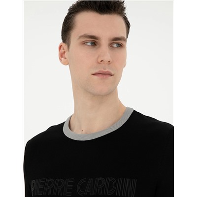 Black Slim Fit Bike Yaka Triko T -For