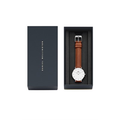 Reloj de cuarzo de piel Petite Durham - Marrón claro y plateado