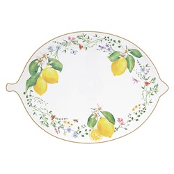 Блюдо, 30х21,5 см, фарфор P, овальное, белое, Цветы и лимоны, Fleurs et Citrons, 63254