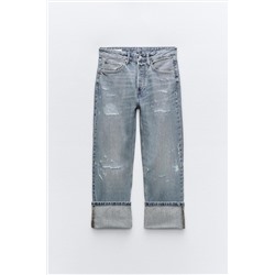 JEANS TRF BOYFRIEND FOLDED ROTOS TIRO MEDIO