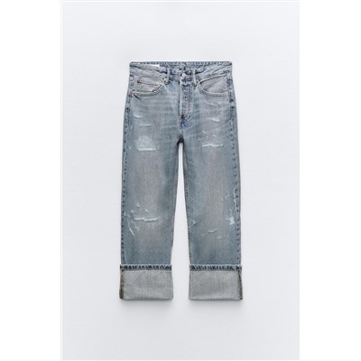 JEANS TRF BOYFRIEND FOLDED ROTOS TIRO MEDIO