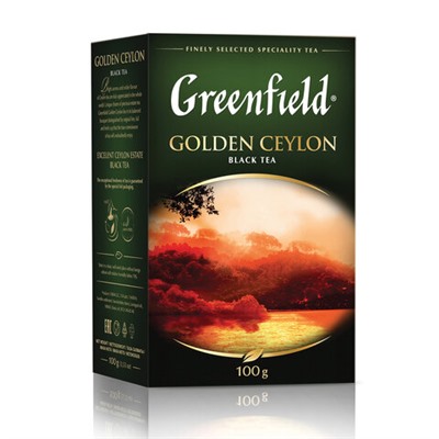 Чай листовой GREENFIELD "Golden Ceylon ОРА" черный цейлонский крупнолистовой 100 г, 0351