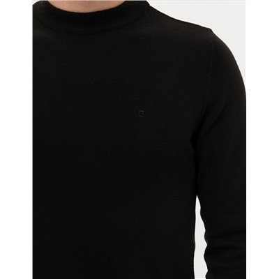 Black Slim Fit Half Fisherman воротник базовый вязаный свитер