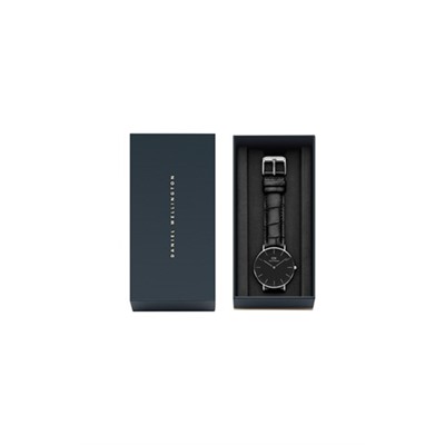 Reloj de piel Reading - 36 mm - Negro y plateado