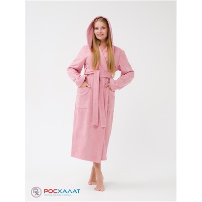 Женский халат с капюшоном пудрово-розовый МЗ-06 (102)